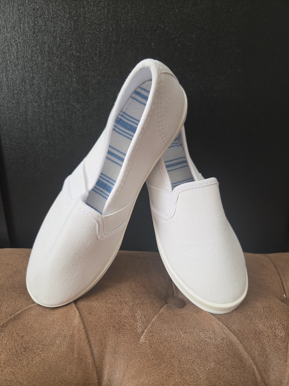 Women's White Slip-On Canvas Sneakers ~ Size 6